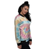 Tie Dye Bright Swirl Print Women's Bomber Jacket-grizzshop