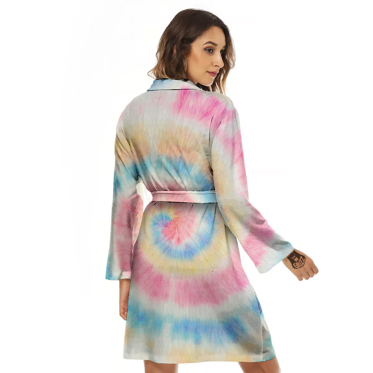 Tie Dye Bright Swirl Print Women's Robe-grizzshop