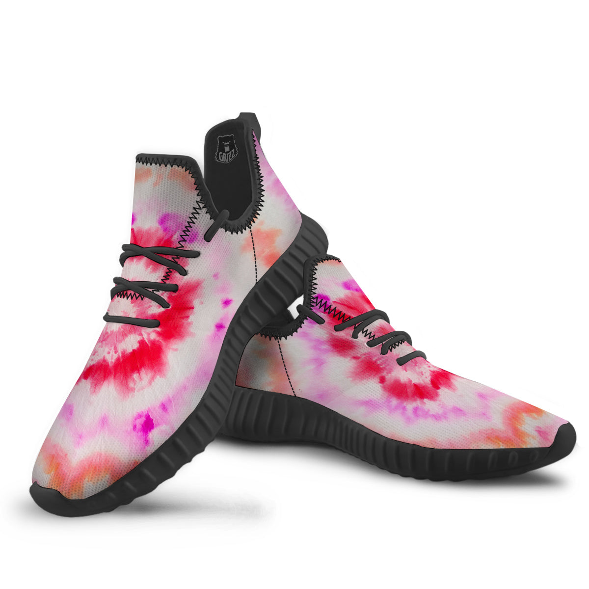 Tie Dye Circle Print Black Walking Shoes-grizzshop