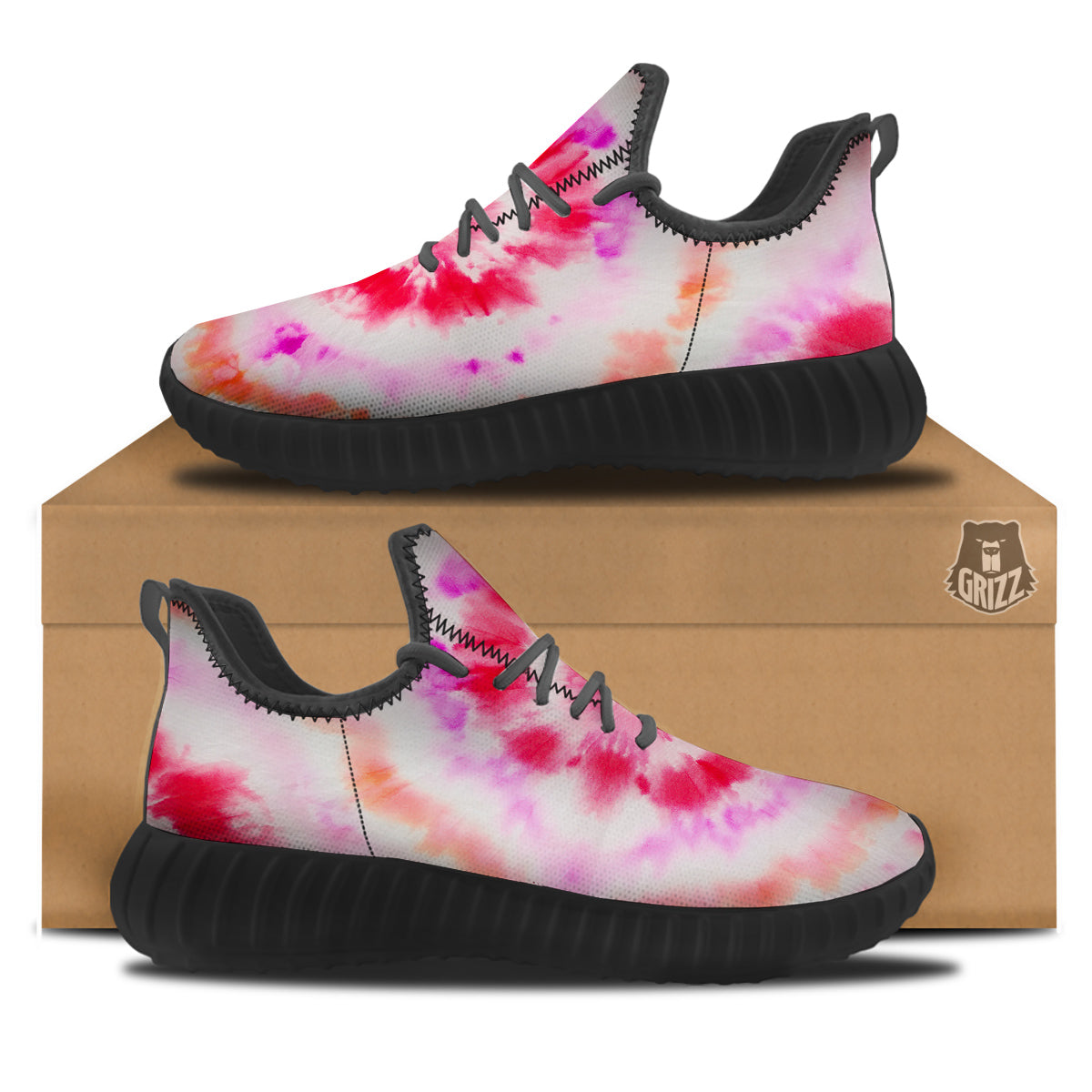 Tie Dye Circle Print Black Walking Shoes-grizzshop