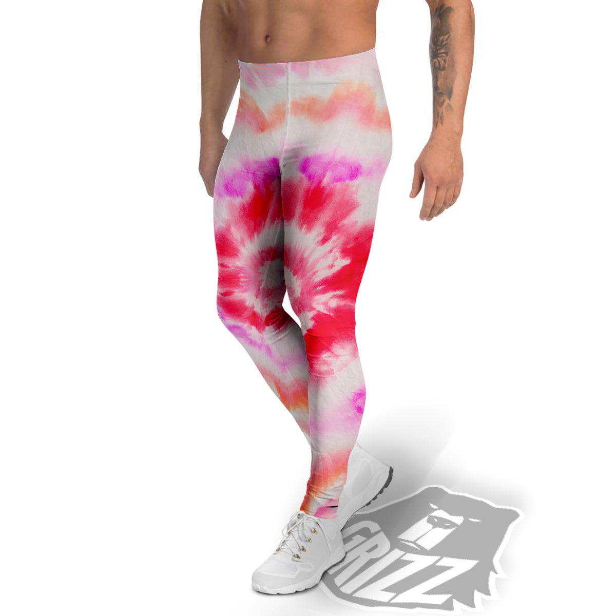 Tie Dye Circle Print Men's Leggings-grizzshop