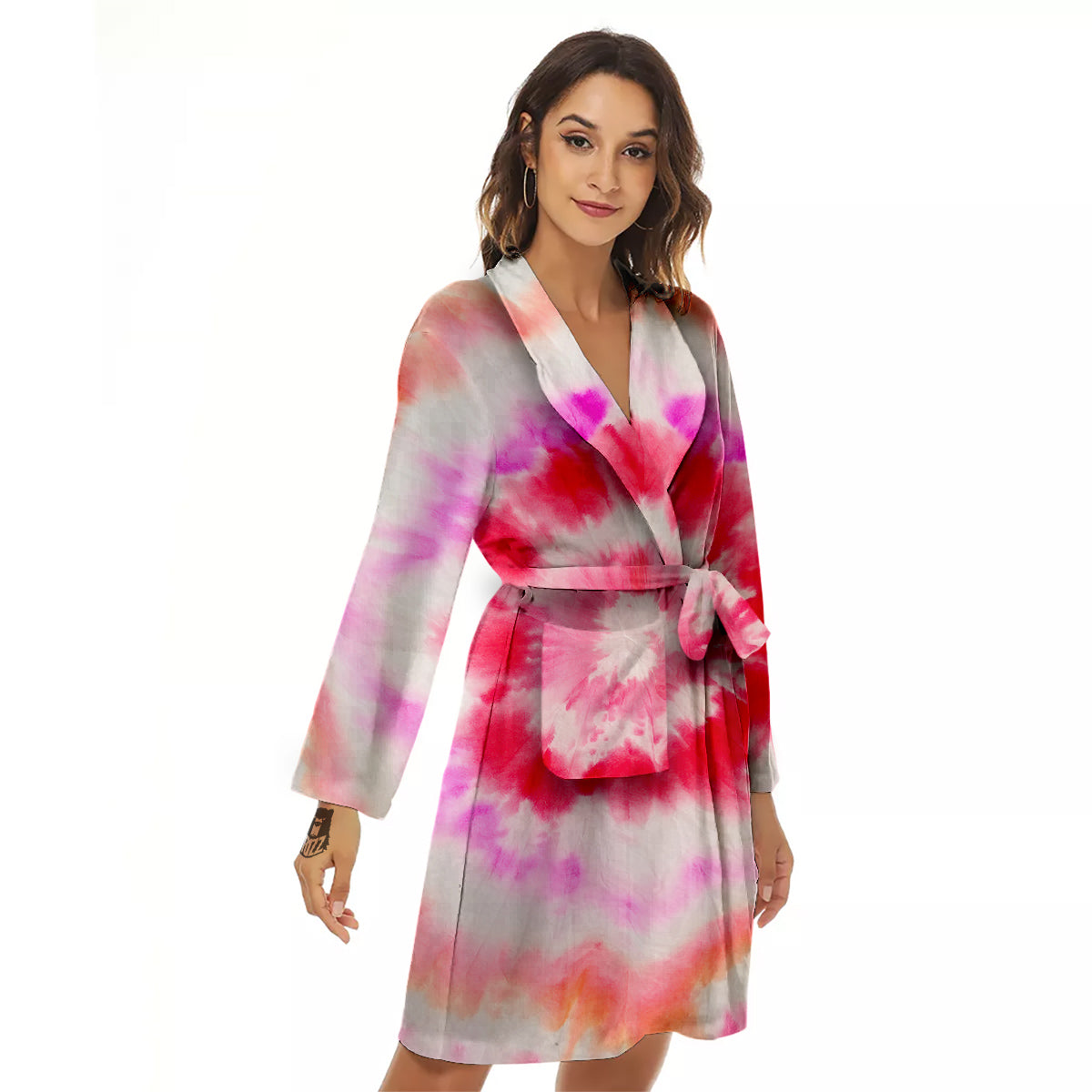 Tie Dye Circle Print Women's Robe-grizzshop