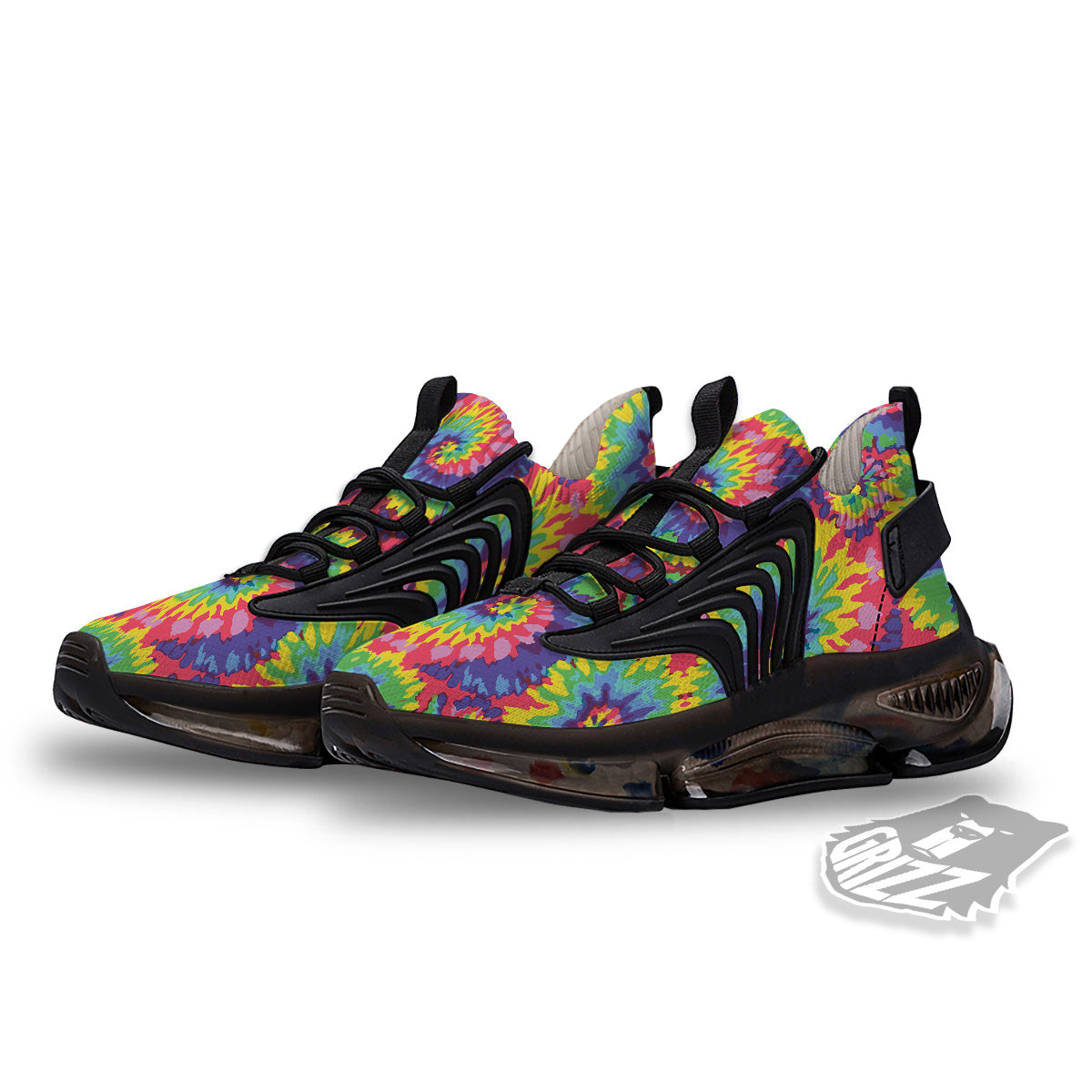 Tie Dye Colorful Abstract Print Pattern Black Gym Shoes-grizzshop