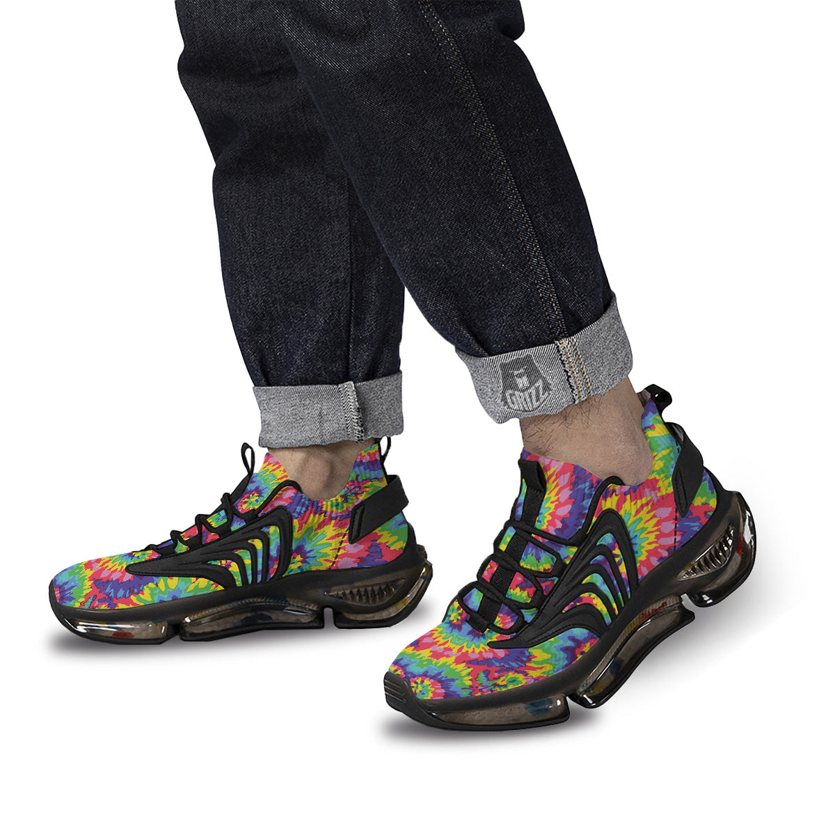 Tie Dye Colorful Abstract Print Pattern Black Gym Shoes-grizzshop