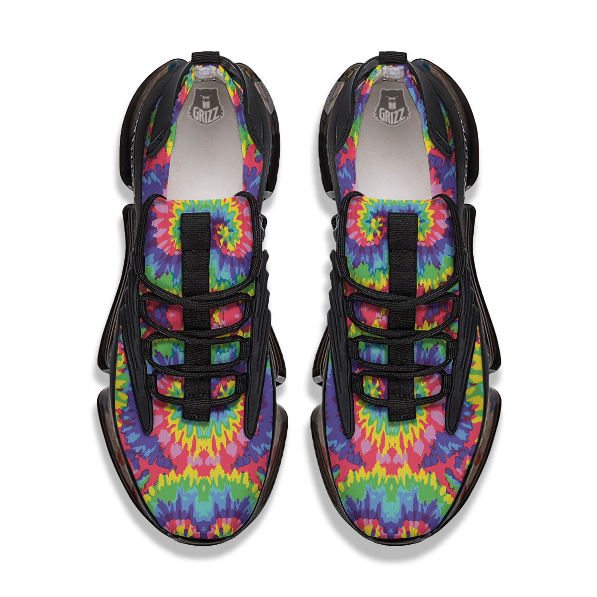 Tie Dye Colorful Abstract Print Pattern Black Gym Shoes-grizzshop