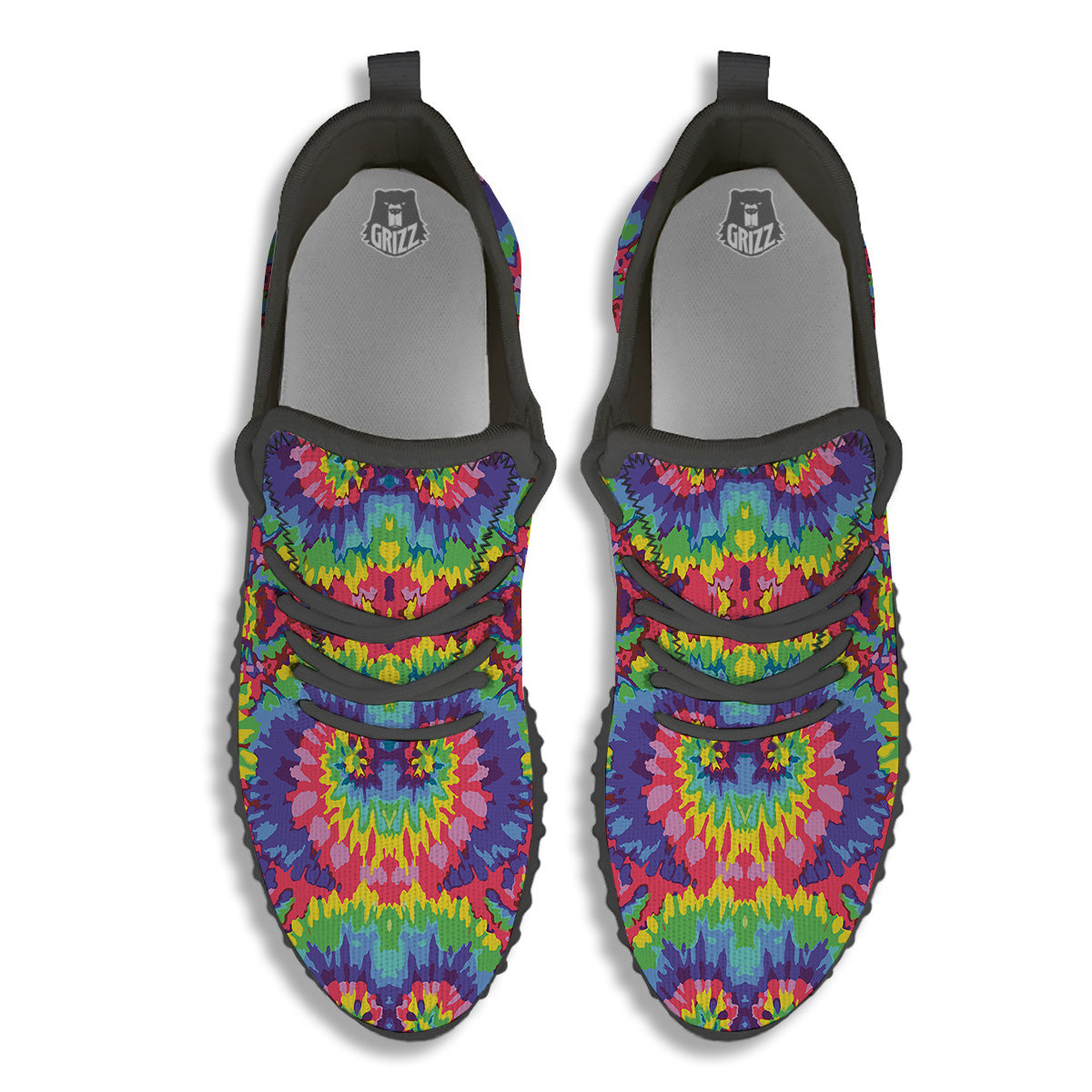 Tie Dye Colorful Abstract Print Pattern Black Walking Shoes-grizzshop