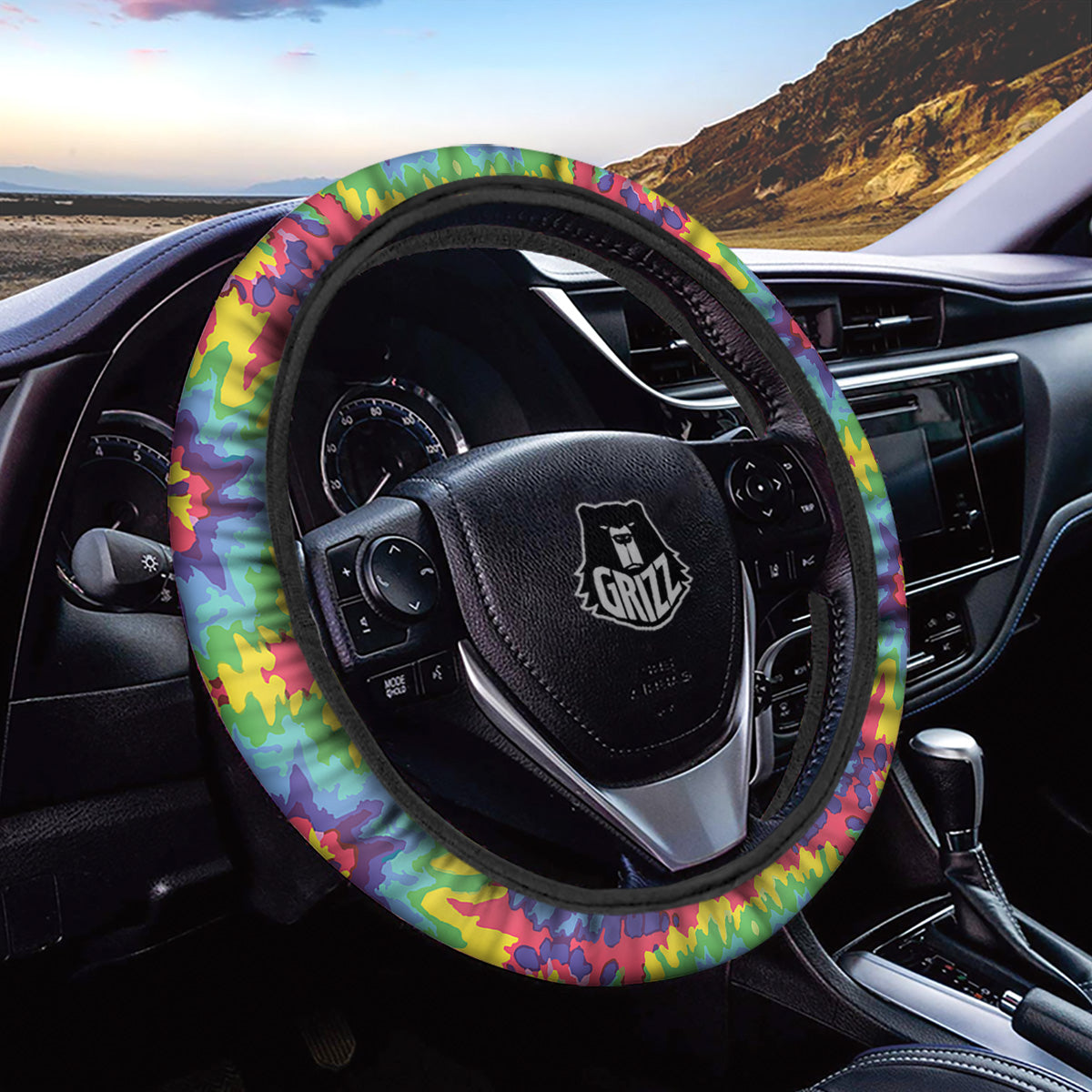Tie Dye Colorful Abstract Print Pattern Car Steering Wheel Cover-grizzshop