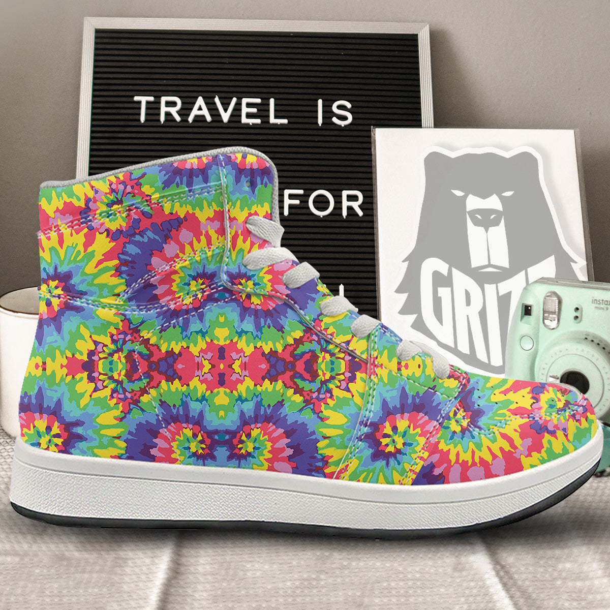 Tie Dye Colorful Abstract Print Pattern High Top Sneakers-grizzshop