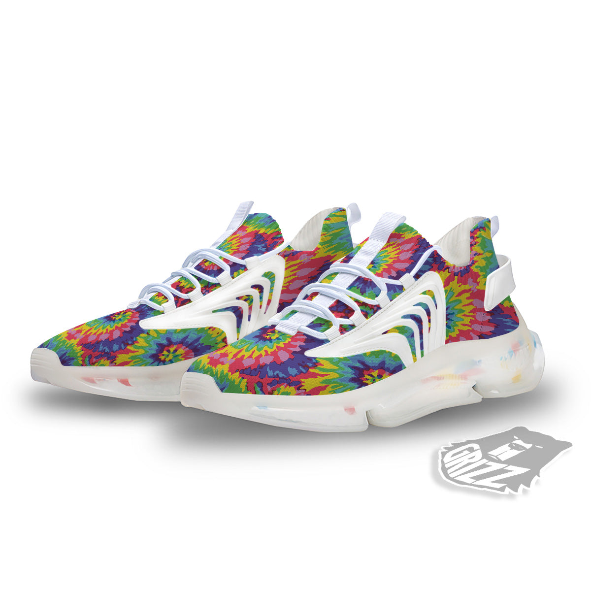 Tie Dye Colorful Abstract Print Pattern White Gym Shoes-grizzshop