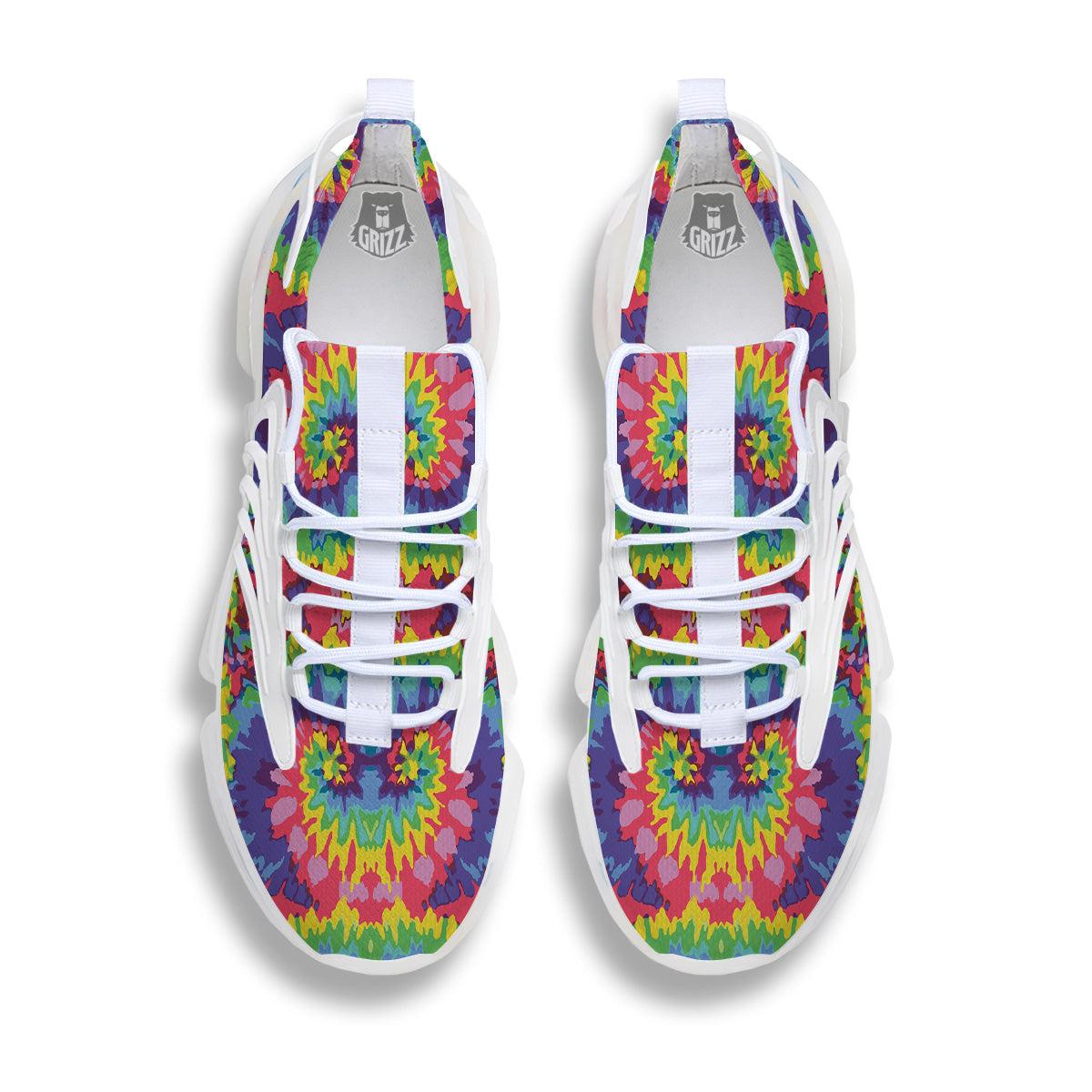 Tie Dye Colorful Abstract Print Pattern White Gym Shoes-grizzshop