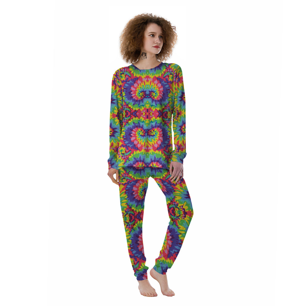 Tie Dye Colorful Abstract Print Pattern Women's Pajamas-grizzshop
