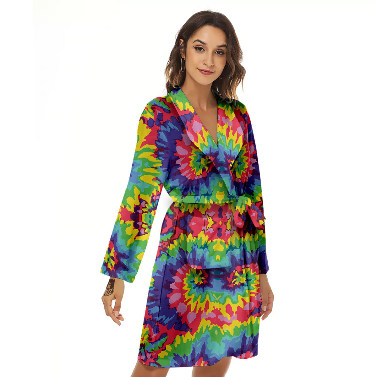 Tie Dye Colorful Abstract Print Pattern Women's Robe-grizzshop
