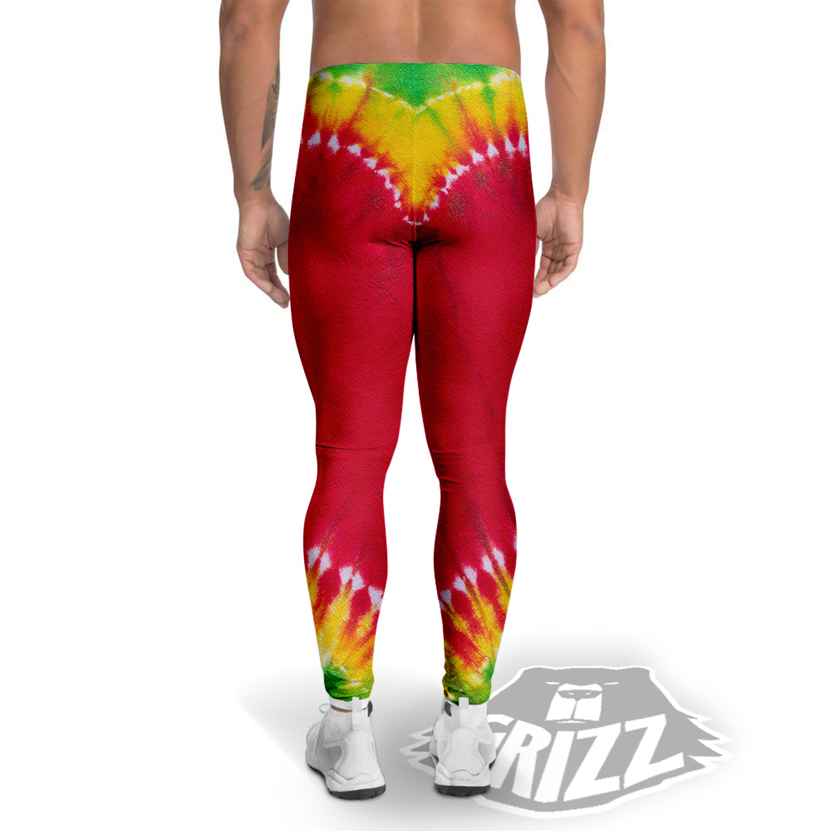 Tie Dye Colorful Heart Print Men's Leggings-grizzshop