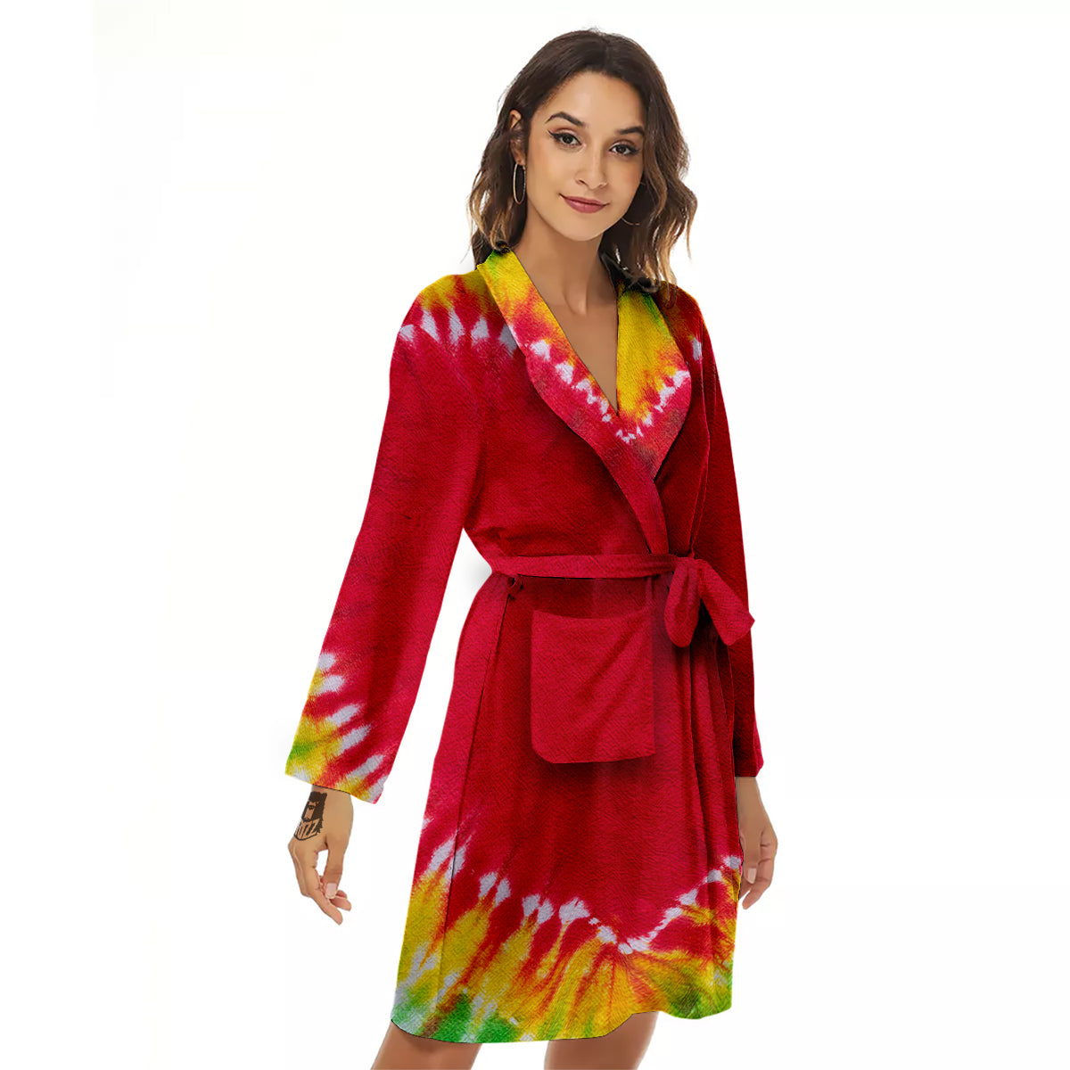 Tie Dye Colorful Heart Print Women's Robe-grizzshop