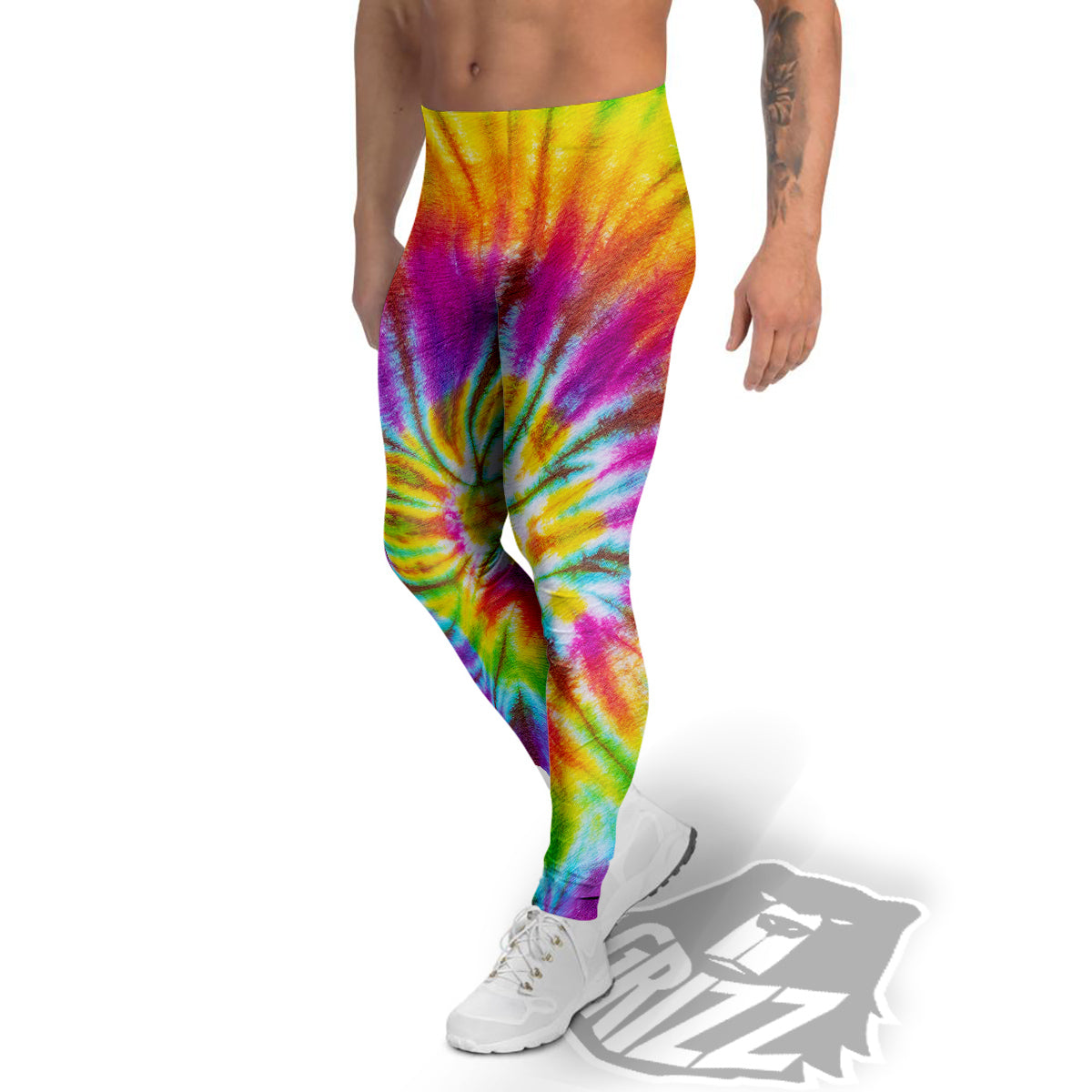 Tie Dye Colorful Hippie Print Men's Leggings-grizzshop