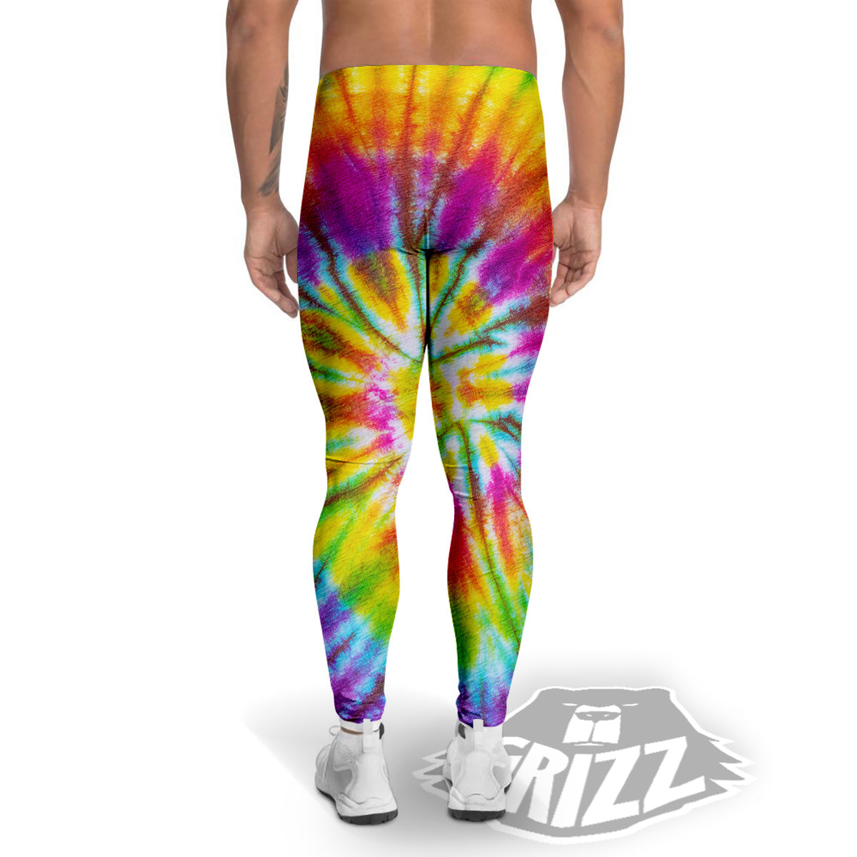 Tie Dye Colorful Hippie Print Men's Leggings-grizzshop