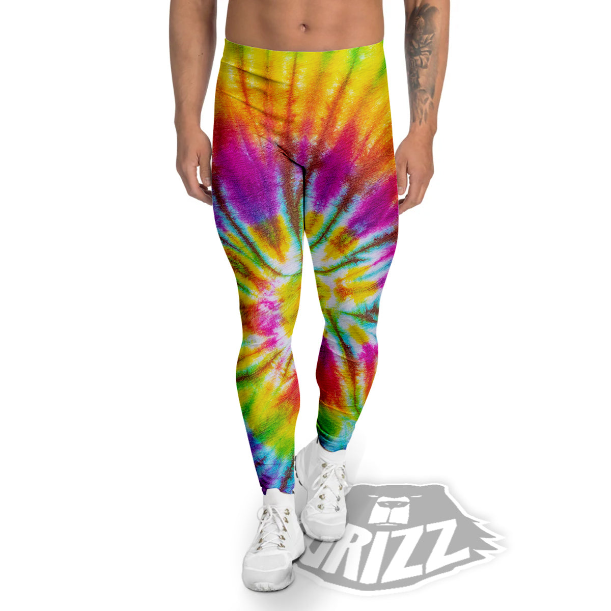 Tie Dye Colorful Hippie Print Men's Leggings-grizzshop