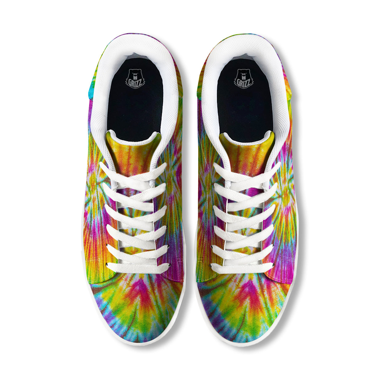 Tie Dye Colorful Hippie Print White Low Top Sneakers-grizzshop