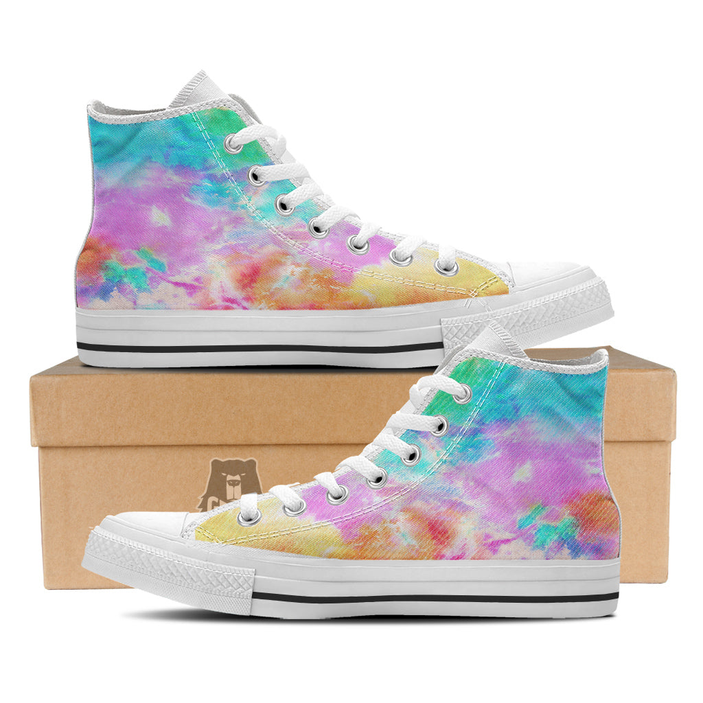 Tie Dye Colorful Print White High Top Shoes-grizzshop