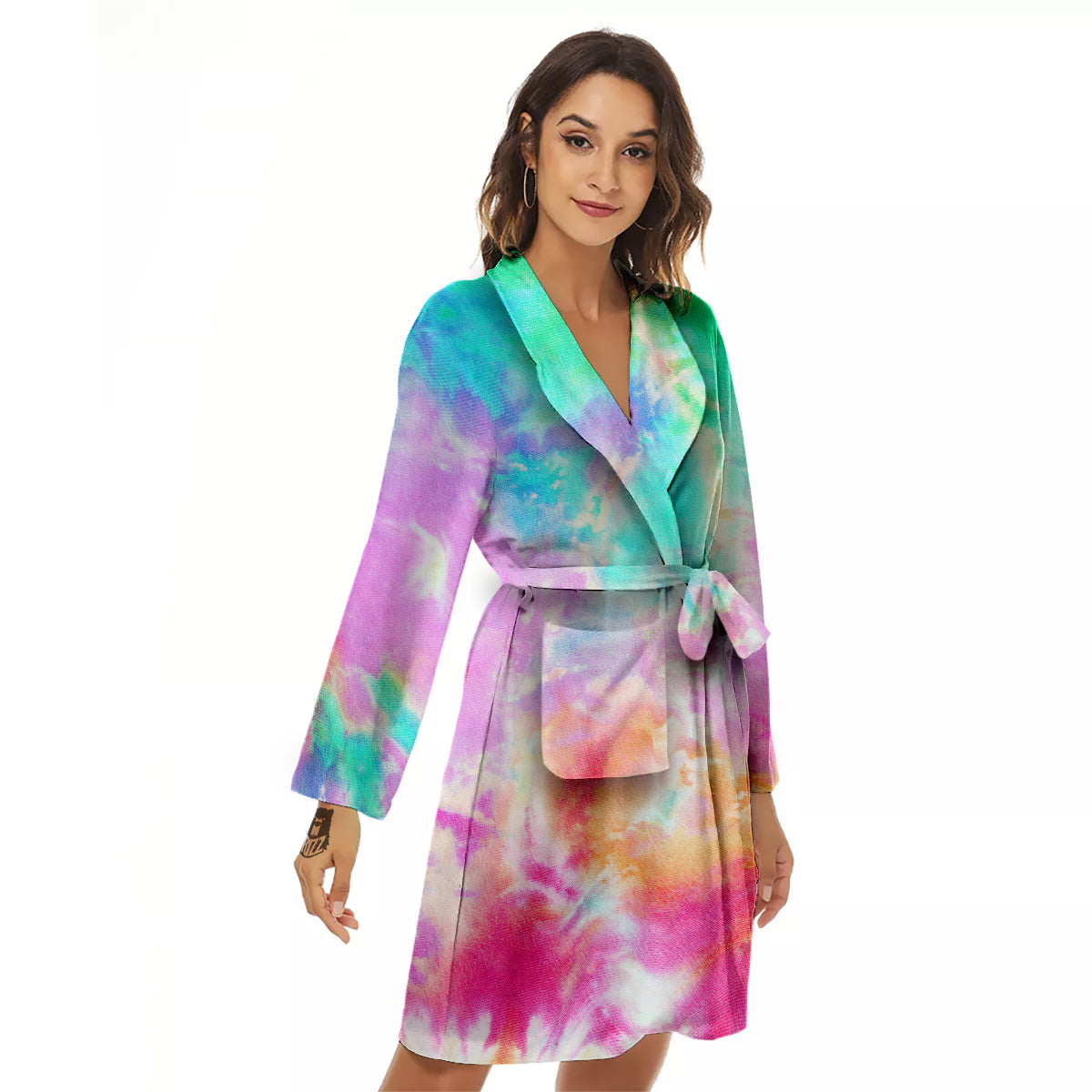 Tie Dye Colorful Print Women's Robe-grizzshop