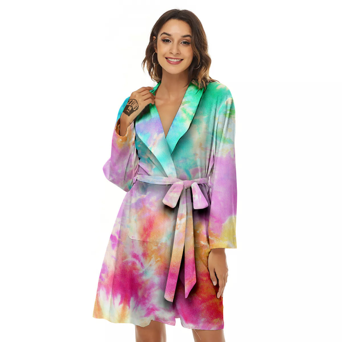 Tie Dye Colorful Print Women's Robe-grizzshop