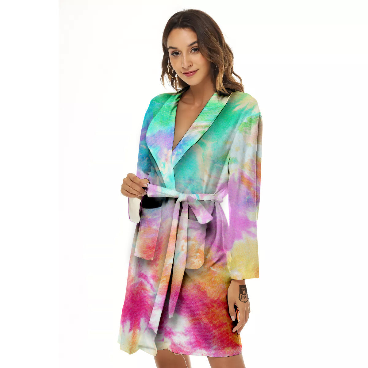 Tie Dye Colorful Print Women's Robe-grizzshop