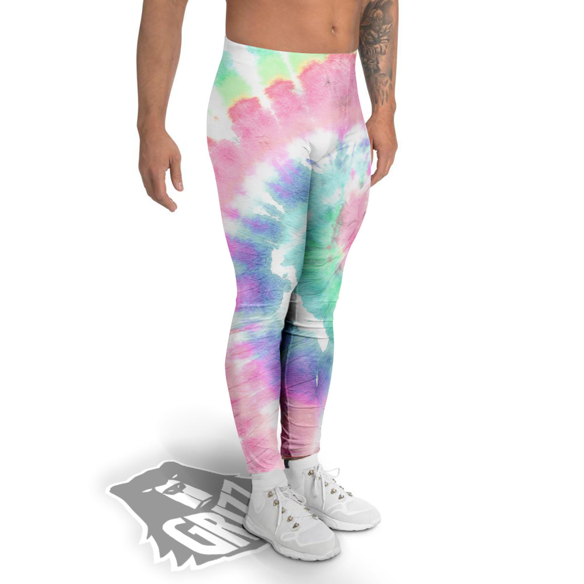 Tie Dye Colorful Spiral Print Men's Leggings-grizzshop