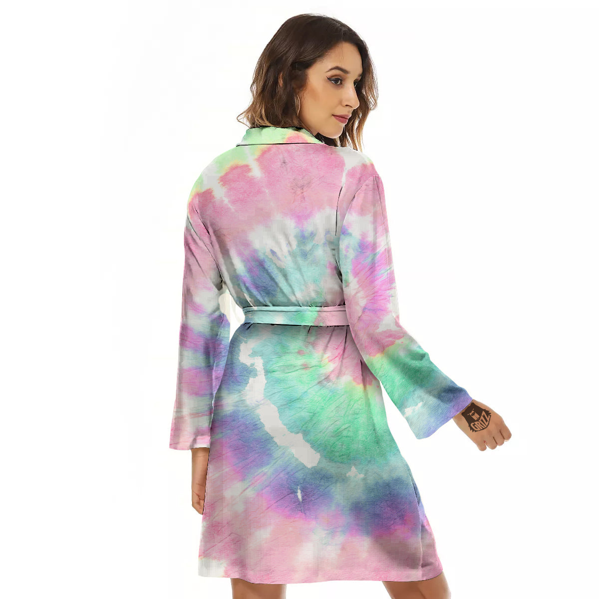 Tie Dye Colorful Spiral Print Women's Robe-grizzshop