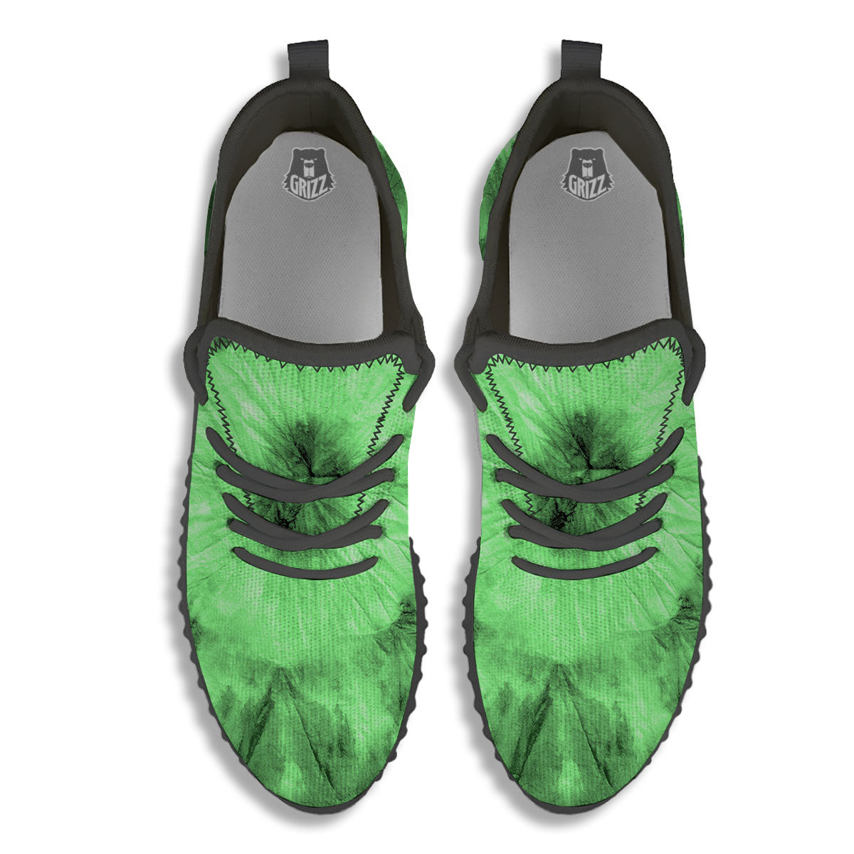 Tie Dye Green Print Black Walking Shoes-grizzshop
