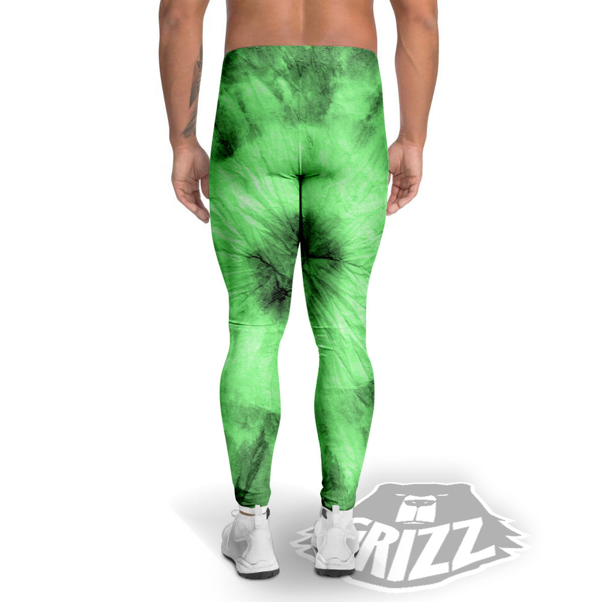 Tie Dye Green Print Men's Leggings-grizzshop