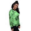 Tie Dye Green Print Women's Bomber Jacket-grizzshop