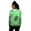 Tie Dye Green Print Women's Bomber Jacket-grizzshop