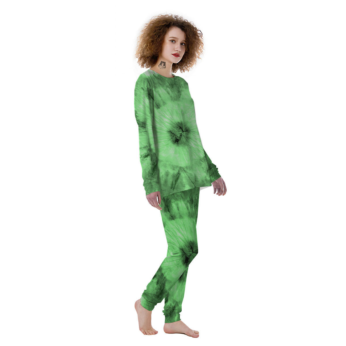 Tie Dye Green Print Women's Pajamas-grizzshop