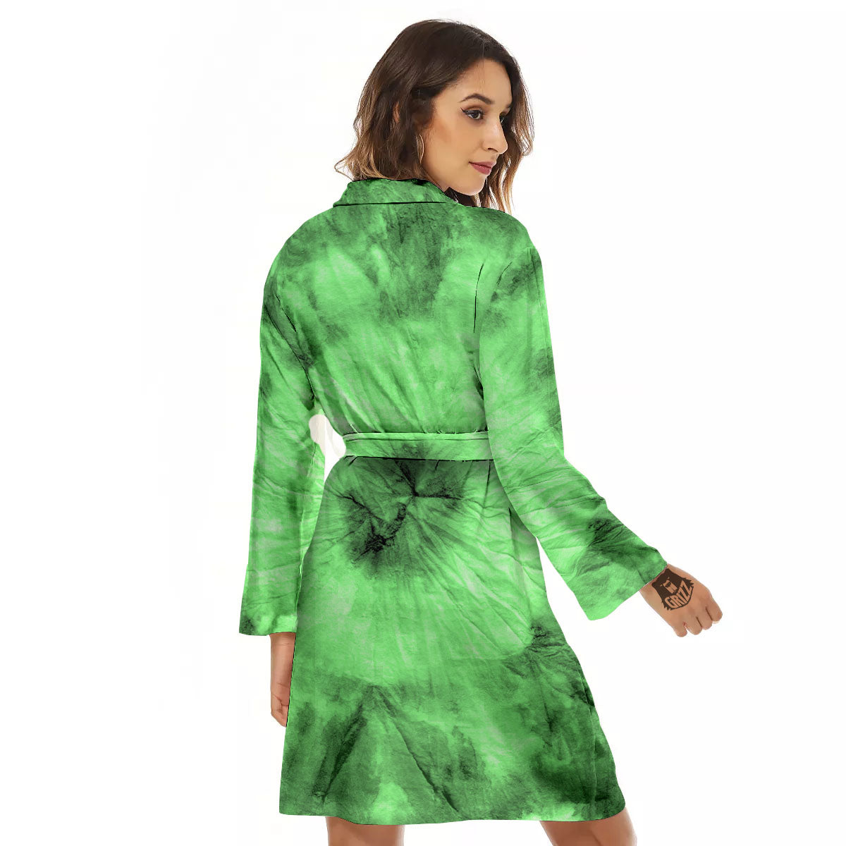 Tie Dye Green Print Women's Robe-grizzshop