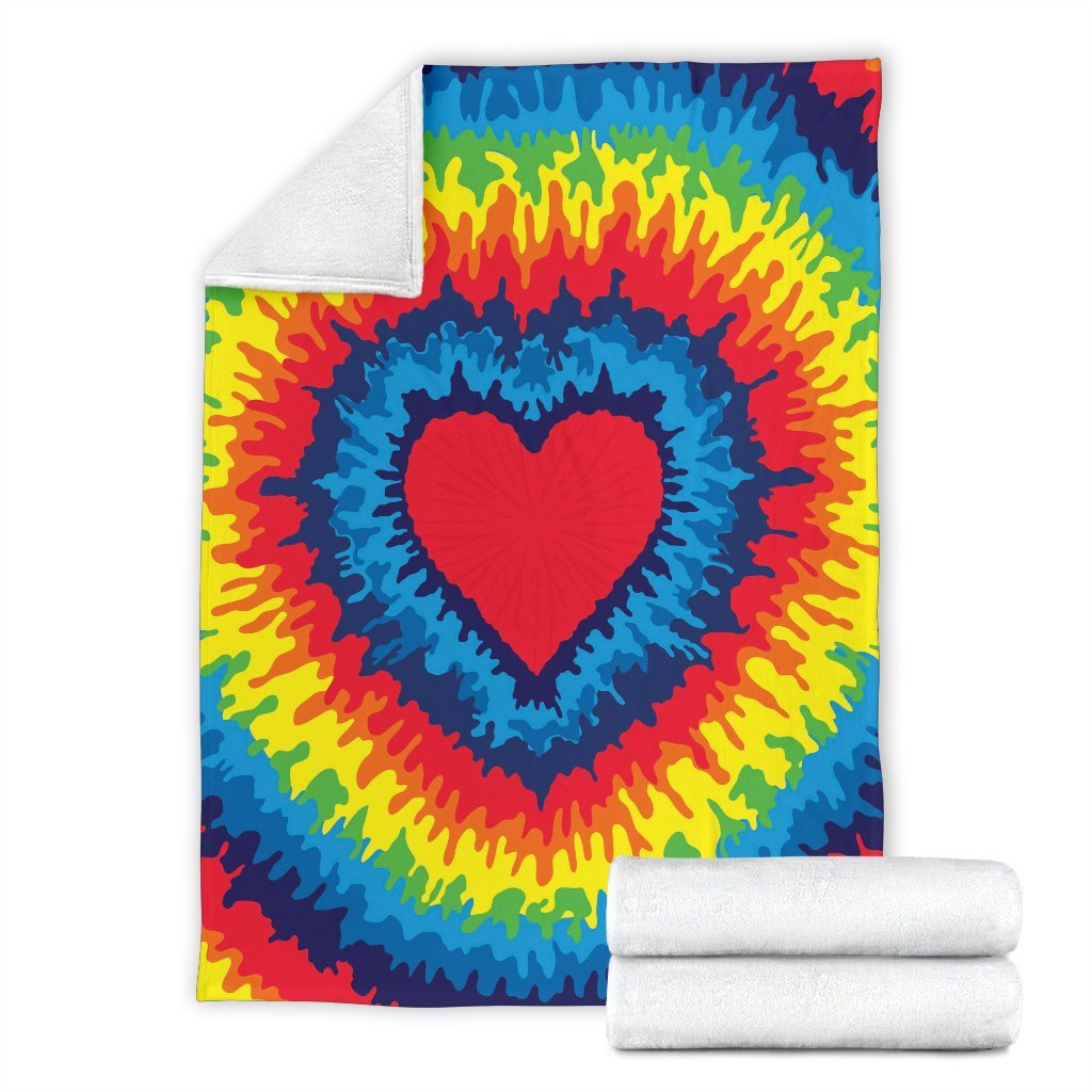 Tie Dye Heart Pattern Print Blanket-grizzshop
