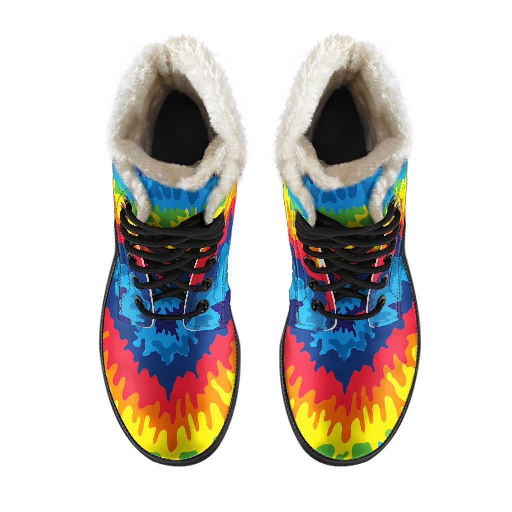 Tie Dye Heart Pattern Print Comfy Winter Boots-grizzshop