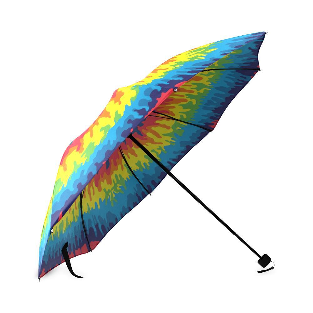 Tie Dye Heart Pattern Print Foldable Umbrella-grizzshop