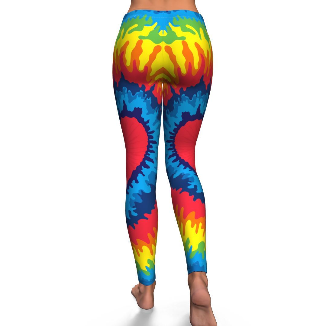 Tie Dye Heart Pattern Print Pattern Women Leggings-grizzshop