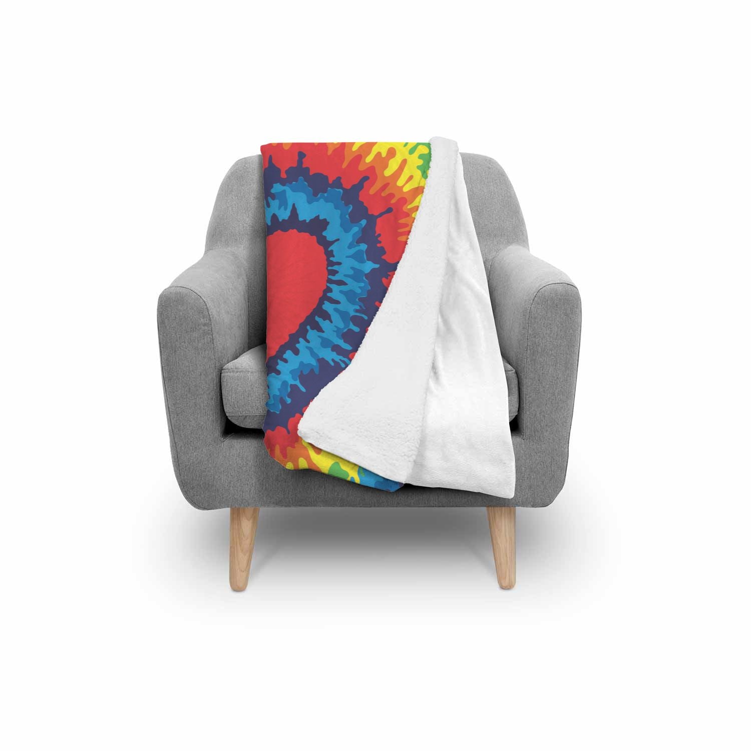 Tie Dye Heart Pattern Print Throw Blanket-grizzshop