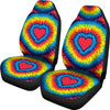 Tie Dye Heart Pattern Print Universal Fit Car Seat Cover-grizzshop