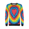 Tie Dye Heart Pattern Print Women Crewneck Sweatshirt-grizzshop