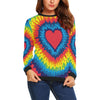 Tie Dye Heart Pattern Print Women Crewneck Sweatshirt-grizzshop