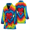 Tie Dye Heart Pattern Print Women Long Robe-grizzshop