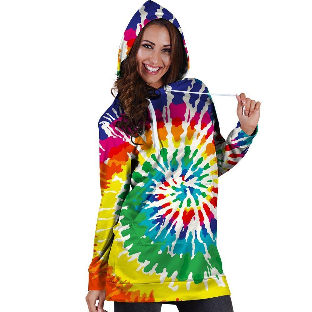 Tie Dye Hoodie Dress-grizzshop