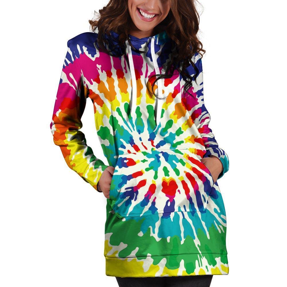 Tie Dye Hoodie Dress-grizzshop