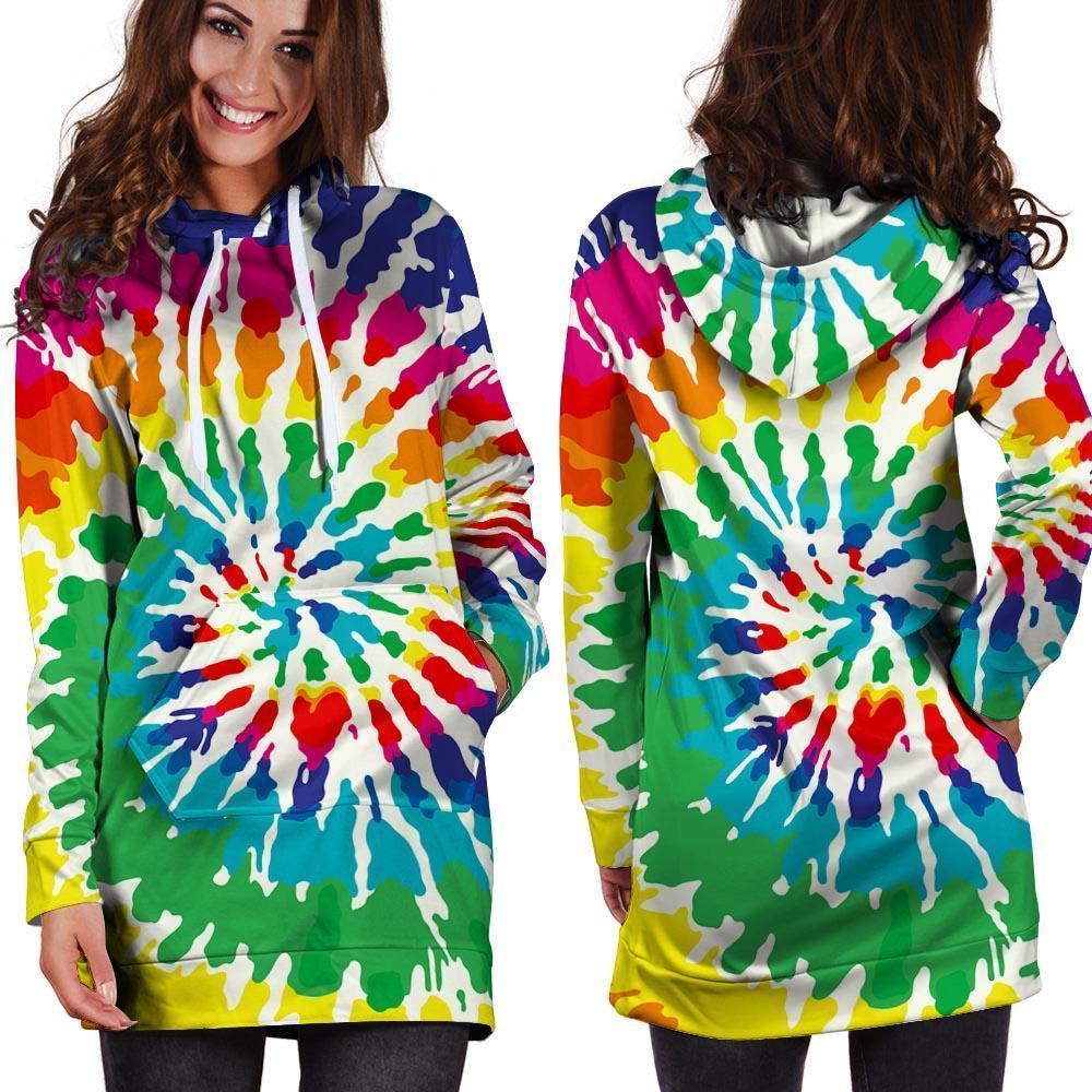 Tie Dye Hoodie Dress-grizzshop