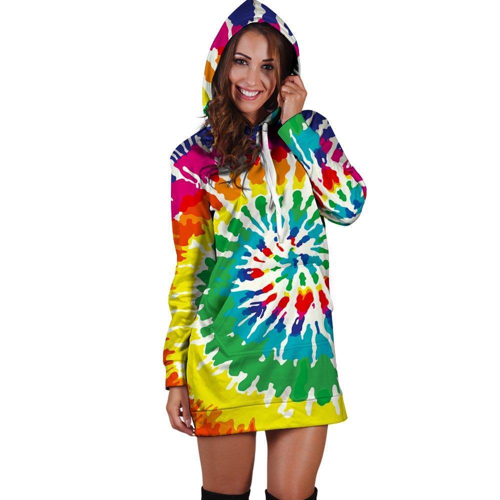 Tie Dye Hoodie Dress-grizzshop