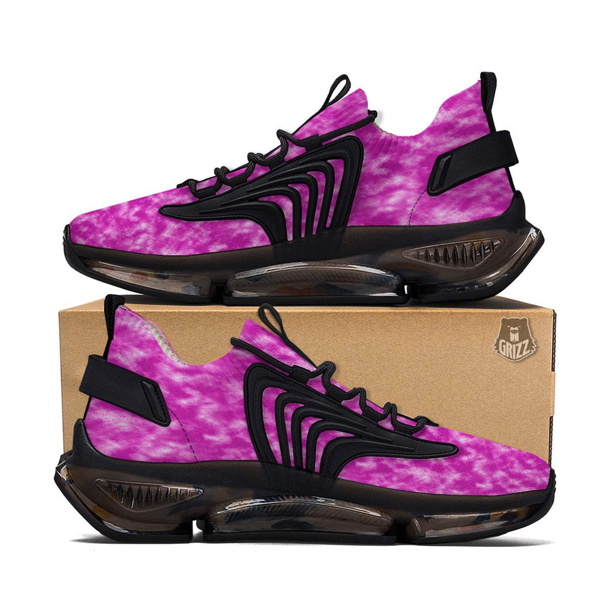 Tie Dye Hot Pink Print Pattern Black Gym Shoes-grizzshop