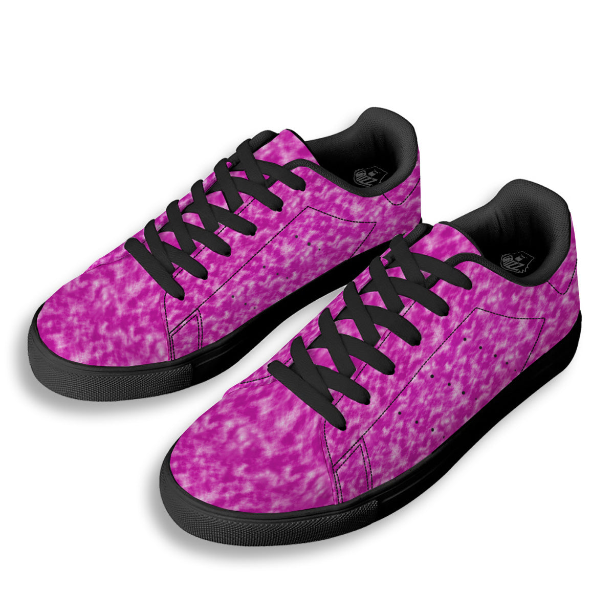 Tie Dye Hot Pink Print Pattern Black Low Top Sneakers-grizzshop