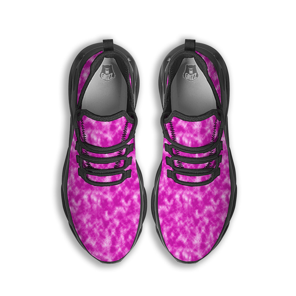Tie Dye Hot Pink Print Pattern Black Running Shoes-grizzshop